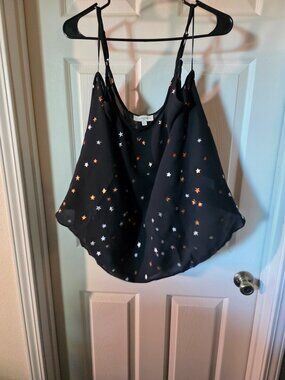 Umgee Black Star Print Flowy Cami — XL
